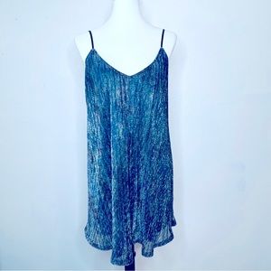 Lulu’s metallic mini swing dress size large festival party sleeveless sparkle